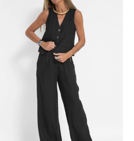 Terrasse — Button vest & wide-leg trouser set