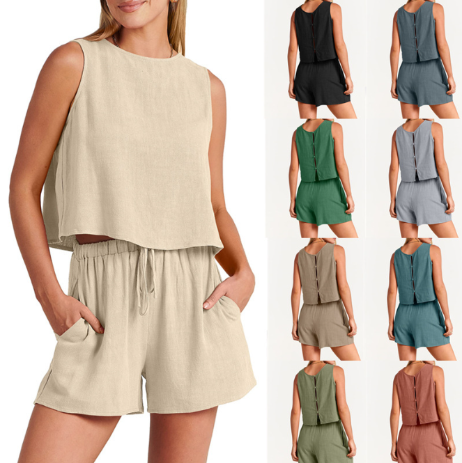 Mouette — Sleeveless top & drawstring short set