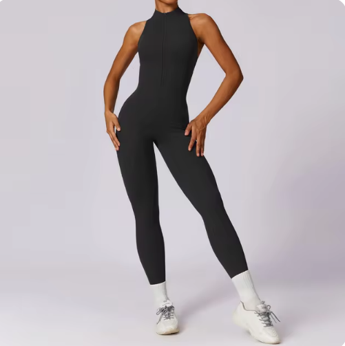 Céleste — Mock-neck long jumpsuit