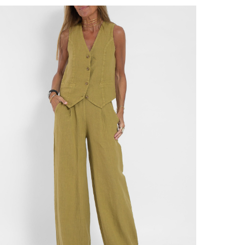 Terrasse — Button vest & wide-leg trouser set