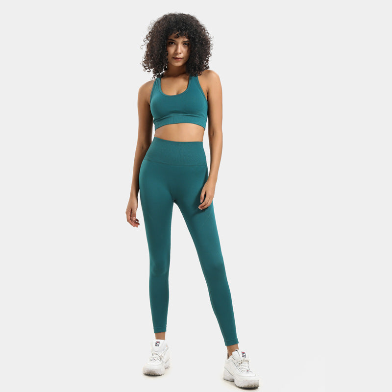 Prune seamless racer bra and legging set in forest, front