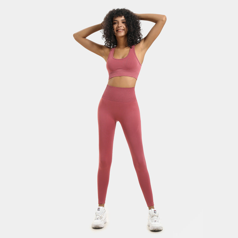 Prune seamless racer bra and legging set in rust, front