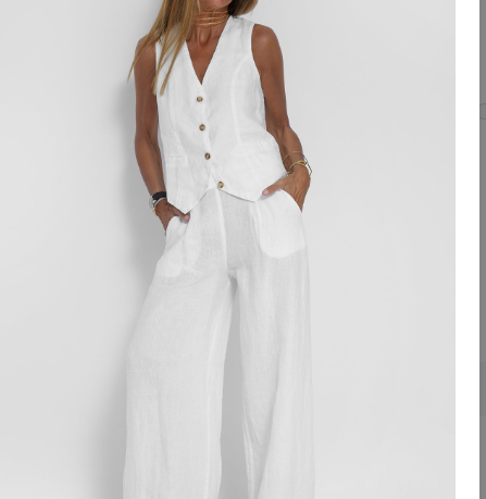 Terrasse — Button vest & wide-leg trouser set